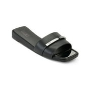 DKNY Womens Alaina Leather Embellished Slide Sandals